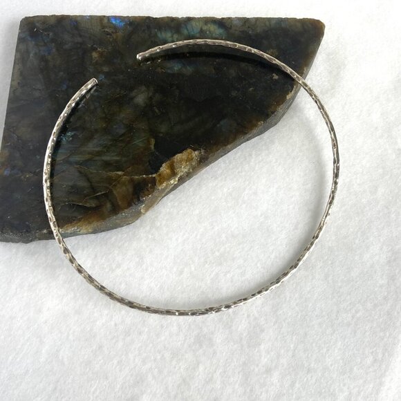 Sterling Silver 925 Flexible Hammered Torque Collar Choker Necklace 14.75" - Picture 12 of 16